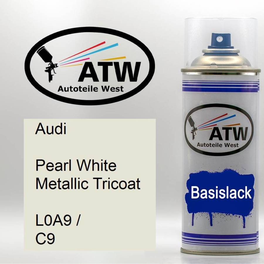 Audi, Pearl White Metallic Tricoat, L0A9 / C9: 400ml Sprühdose, von ATW Autoteile West.